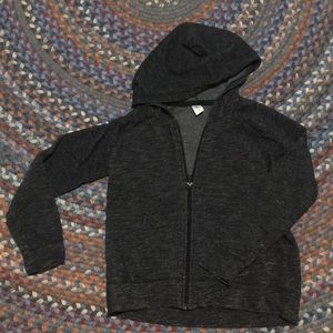 A black zip up sweatshirt